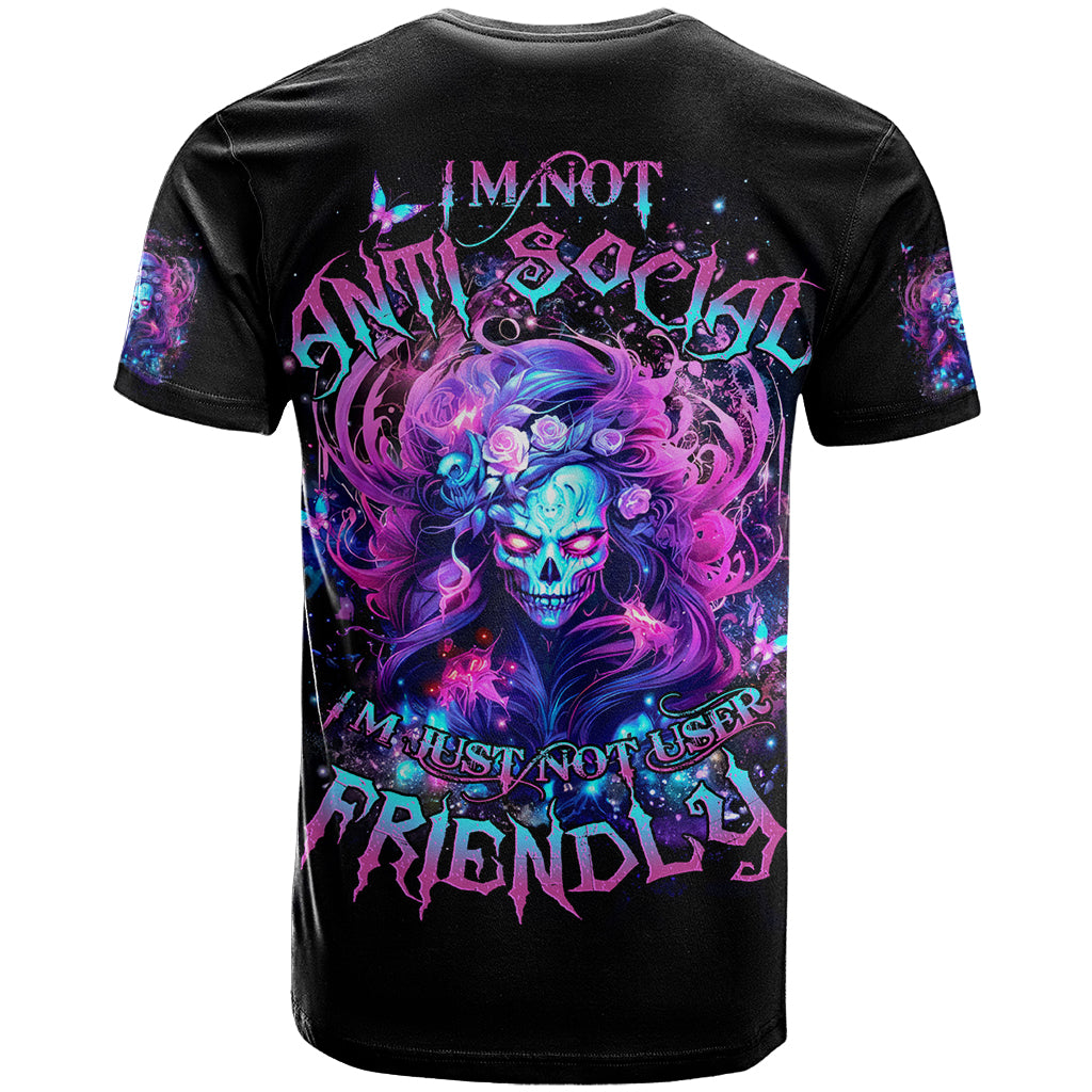 Lady Skull T Shirt I'm Not Anti Social I'm Just Not User Friendly - Wonder Print Shop