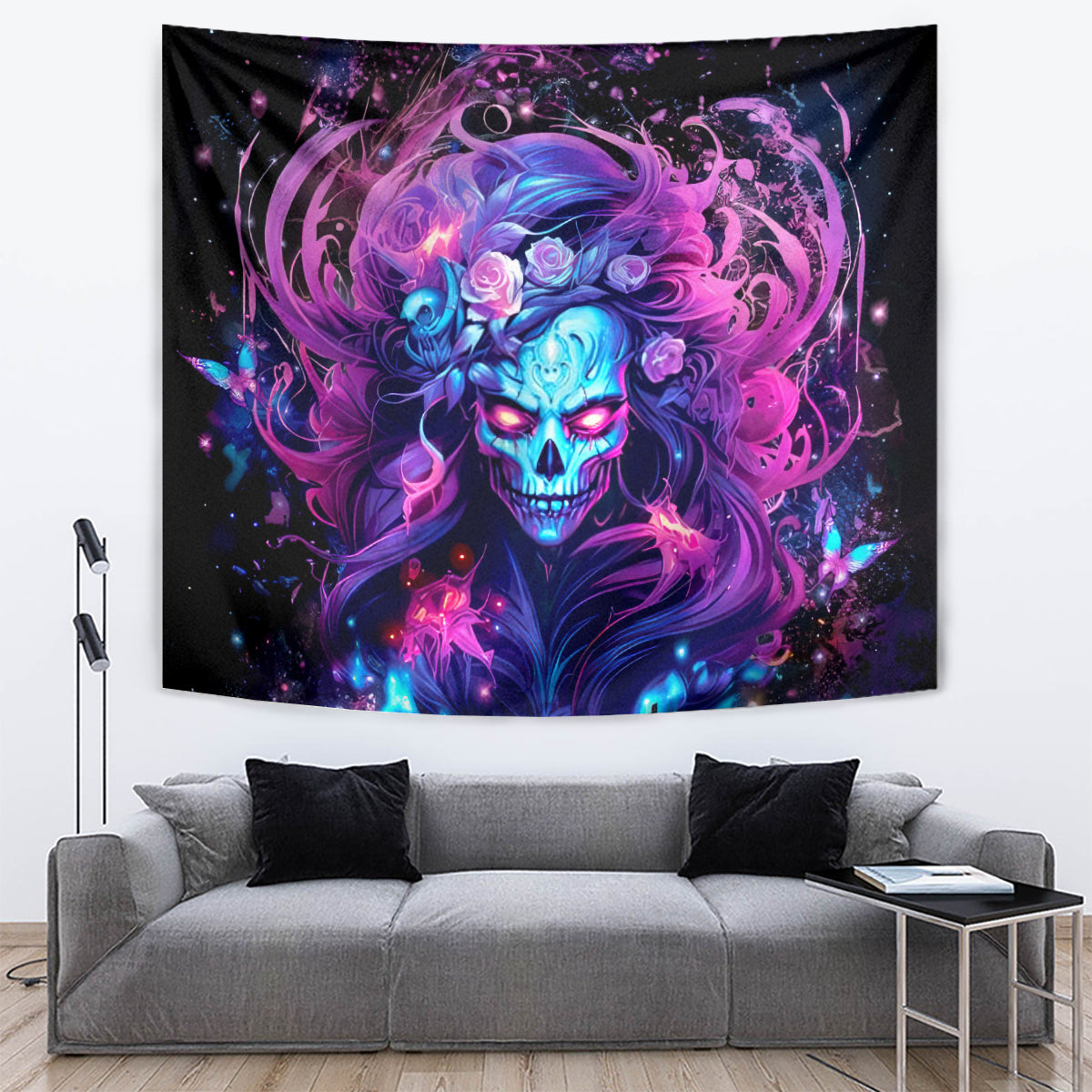 Lady Skull Tapestry I'm Not Anti Social I'm Just Not User Friendly - Wonder Print Shop