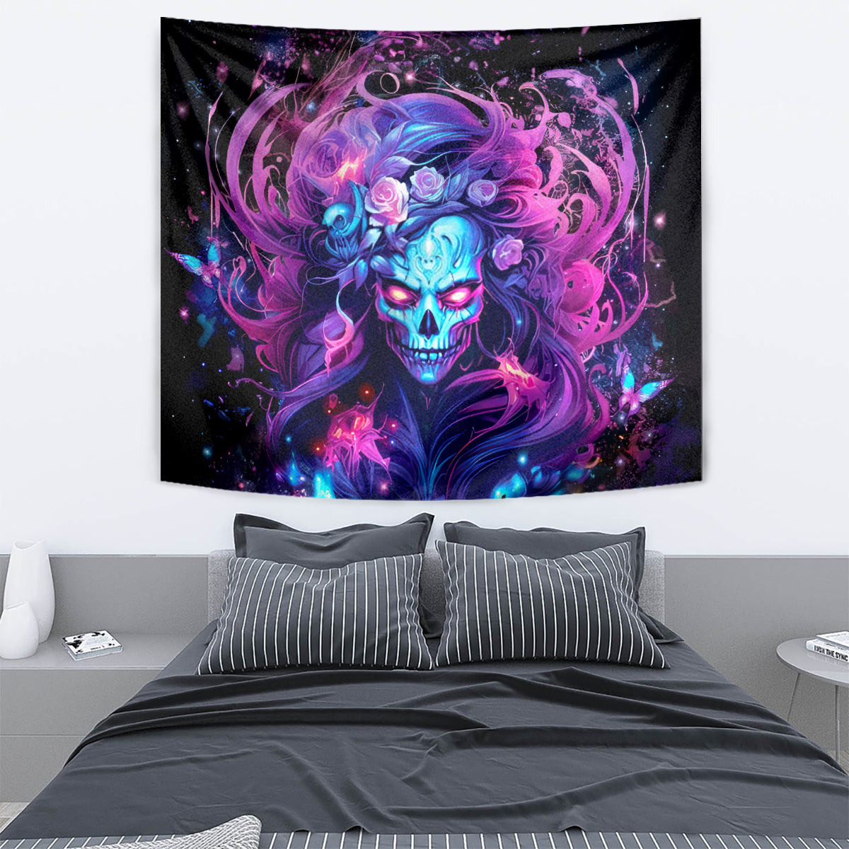 Lady Skull Tapestry I'm Not Anti Social I'm Just Not User Friendly - Wonder Print Shop