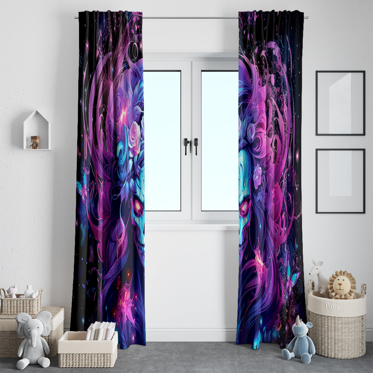 Lady Skull Window Curtain I'm Not Anti Social I'm Just Not User Friendly - Wonder Print Shop