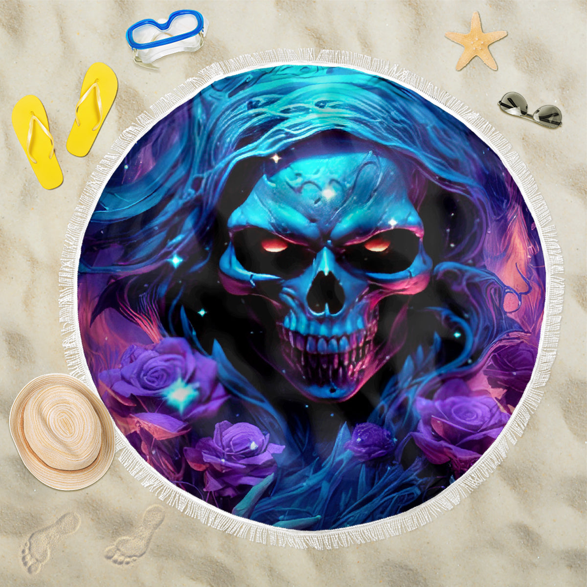 Flame Skull Beach Blanket Its Not How Crazy I Am But How Much I enjoy It That Makes Me Dangeous - Wonder Print Shop