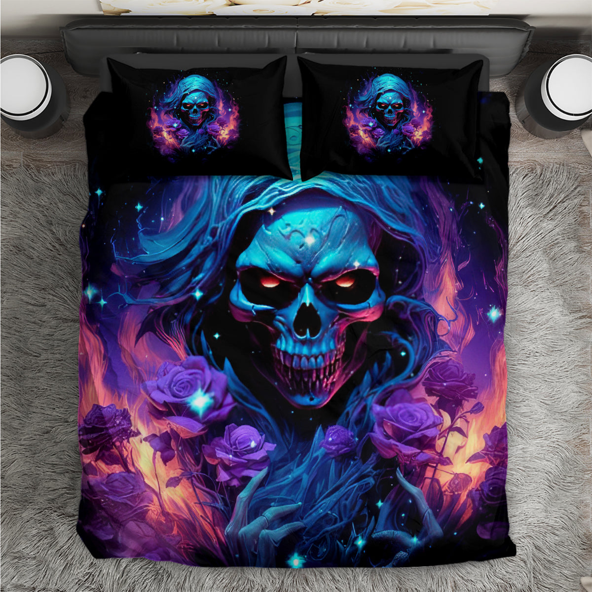 Flame Skull Bedding Set Its Not How Crazy I Am But How Much I enjoy It That Makes Me Dangeous - Wonder Print Shop