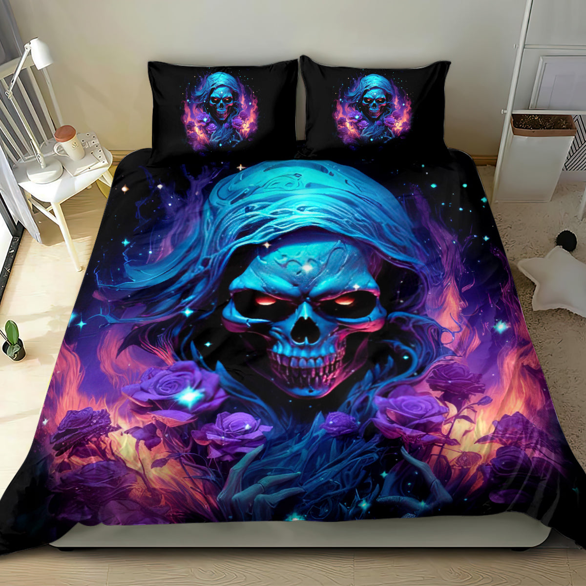 Flame Skull Bedding Set Its Not How Crazy I Am But How Much I enjoy It That Makes Me Dangeous - Wonder Print Shop