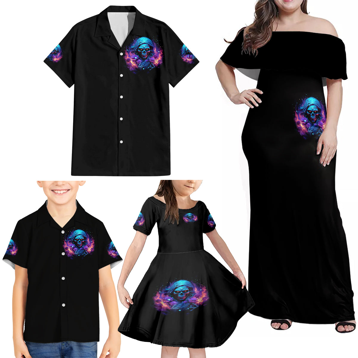 Flame Skull Family Matching Off Shoulder Maxi Dress and Hawaiian Shirt Its Not How Crazy I Am But How Much I enjoy It That Makes Me Dangeous - Wonder Print Shop