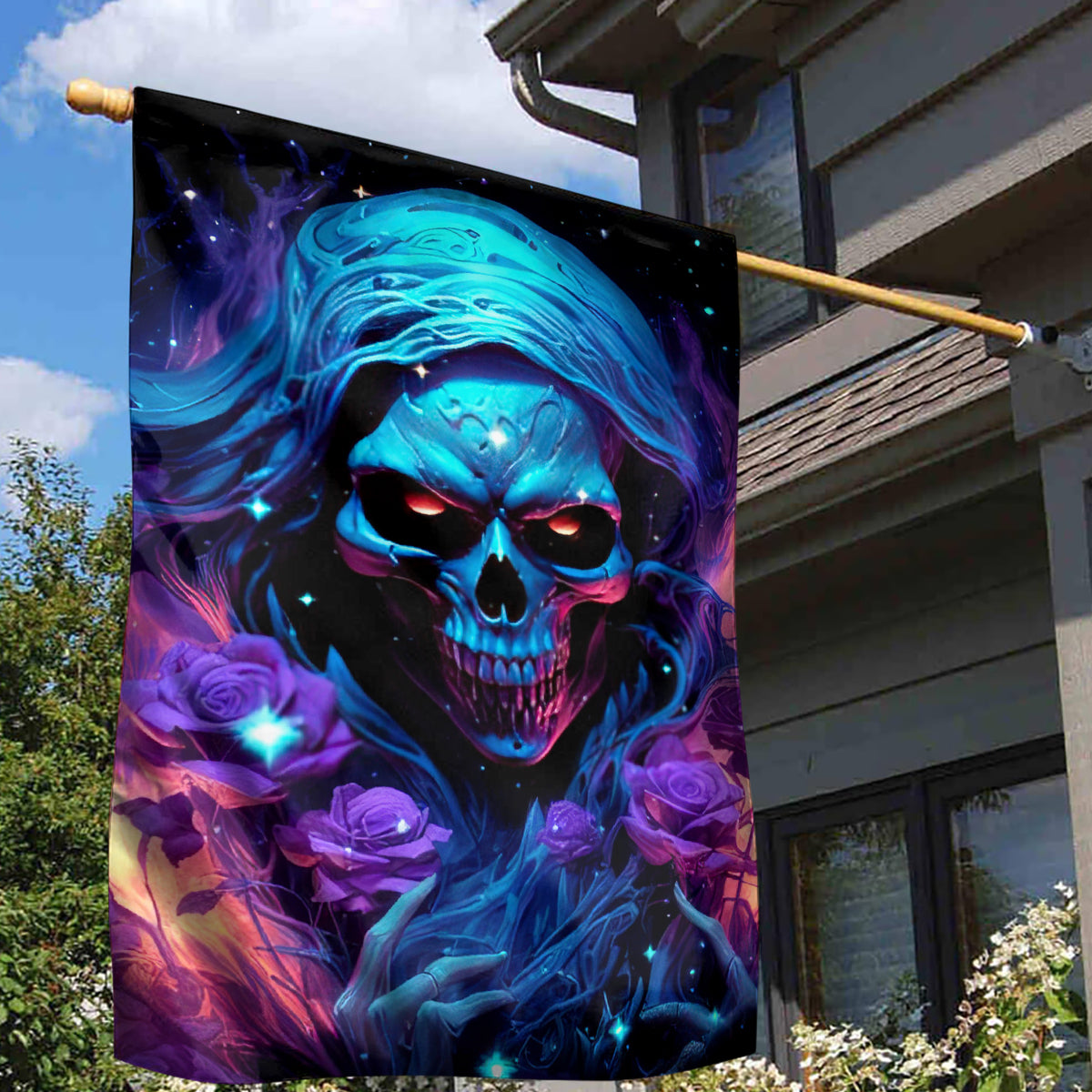 Flame Skull Garden Flag Its Not How Crazy I Am But How Much I enjoy It That Makes Me Dangeous - Wonder Print Shop