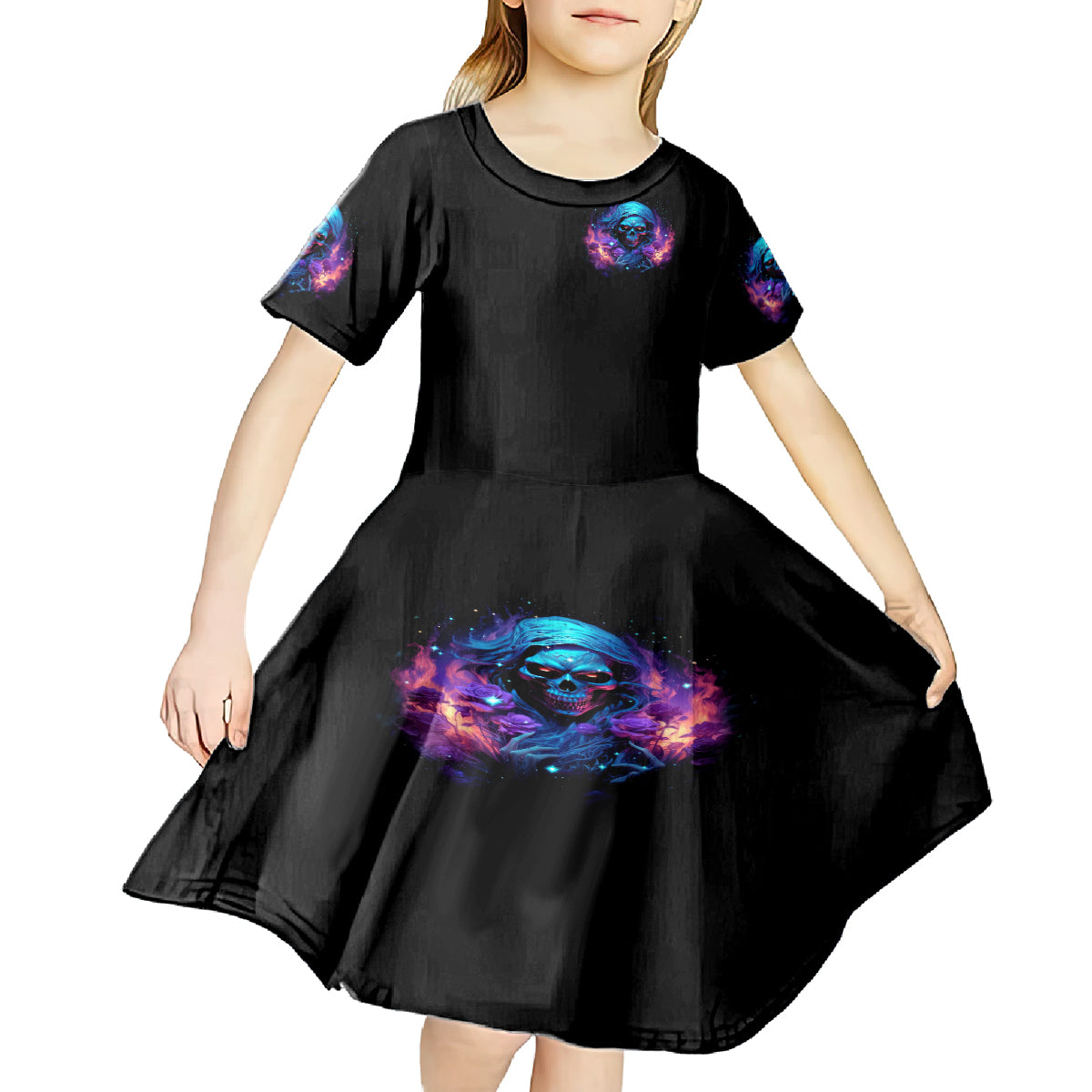 Flame Skull Kid Short Sleeve Dress Its Not How Crazy I Am But How Much I enjoy It That Makes Me Dangeous - Wonder Print Shop