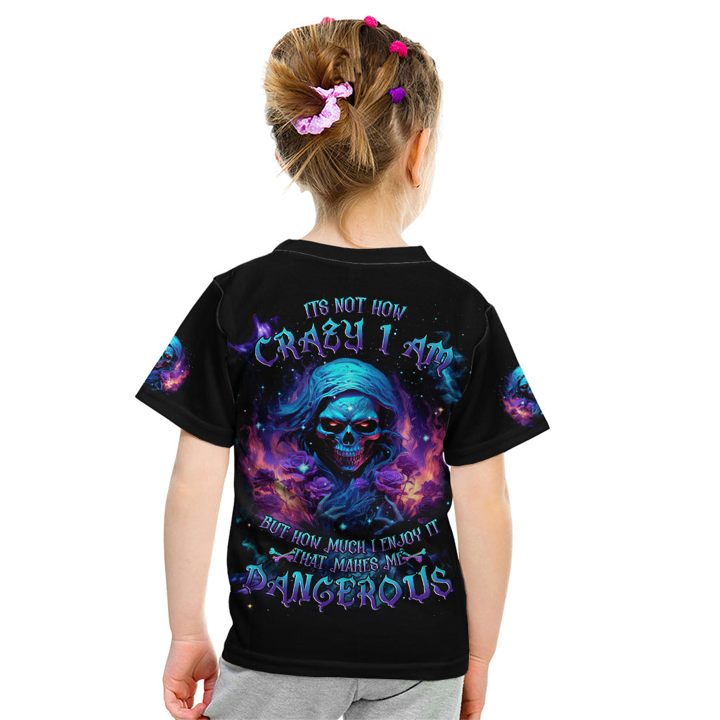 Flame Skull Kid T Shirt Its Not How Crazy I Am But How Much I enjoy It That Makes Me Dangeous - Wonder Print Shop