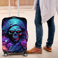 Flame Skull Luggage Cover Its Not How Crazy I Am But How Much I enjoy It That Makes Me Dangeous - Wonder Print Shop