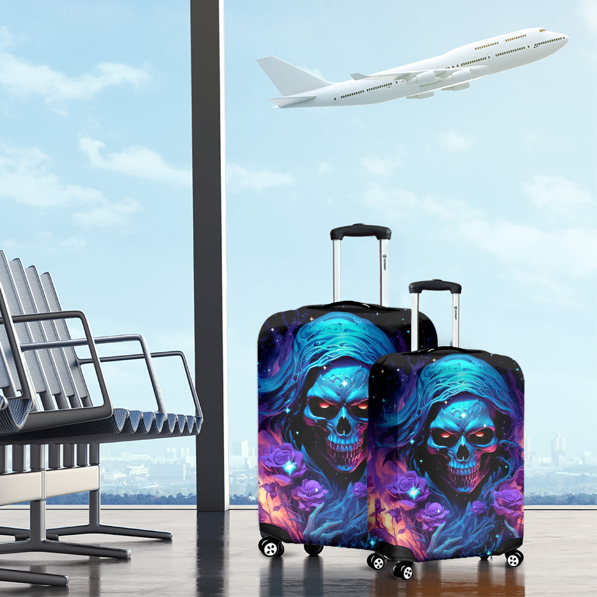 Flame Skull Luggage Cover Its Not How Crazy I Am But How Much I enjoy It That Makes Me Dangeous - Wonder Print Shop