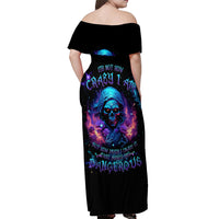 Flame Skull Off Shoulder Maxi Dress Its Not How Crazy I Am But How Much I enjoy It That Makes Me Dangeous - Wonder Print Shop