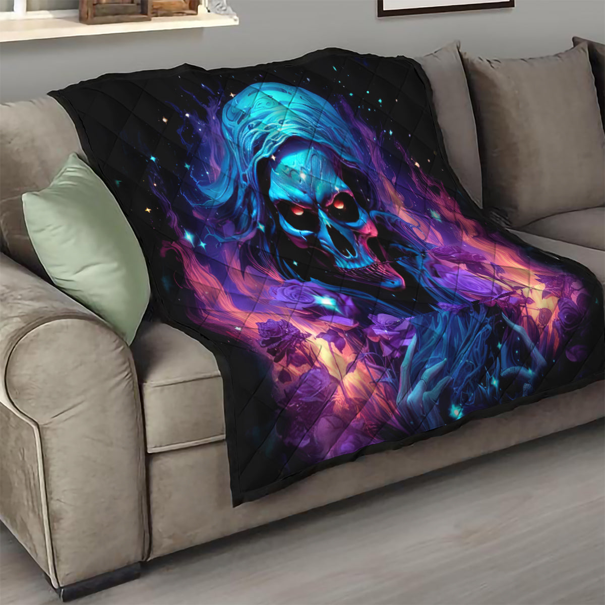 Flame Skull Quilt Its Not How Crazy I Am But How Much I enjoy It That Makes Me Dangeous - Wonder Print Shop