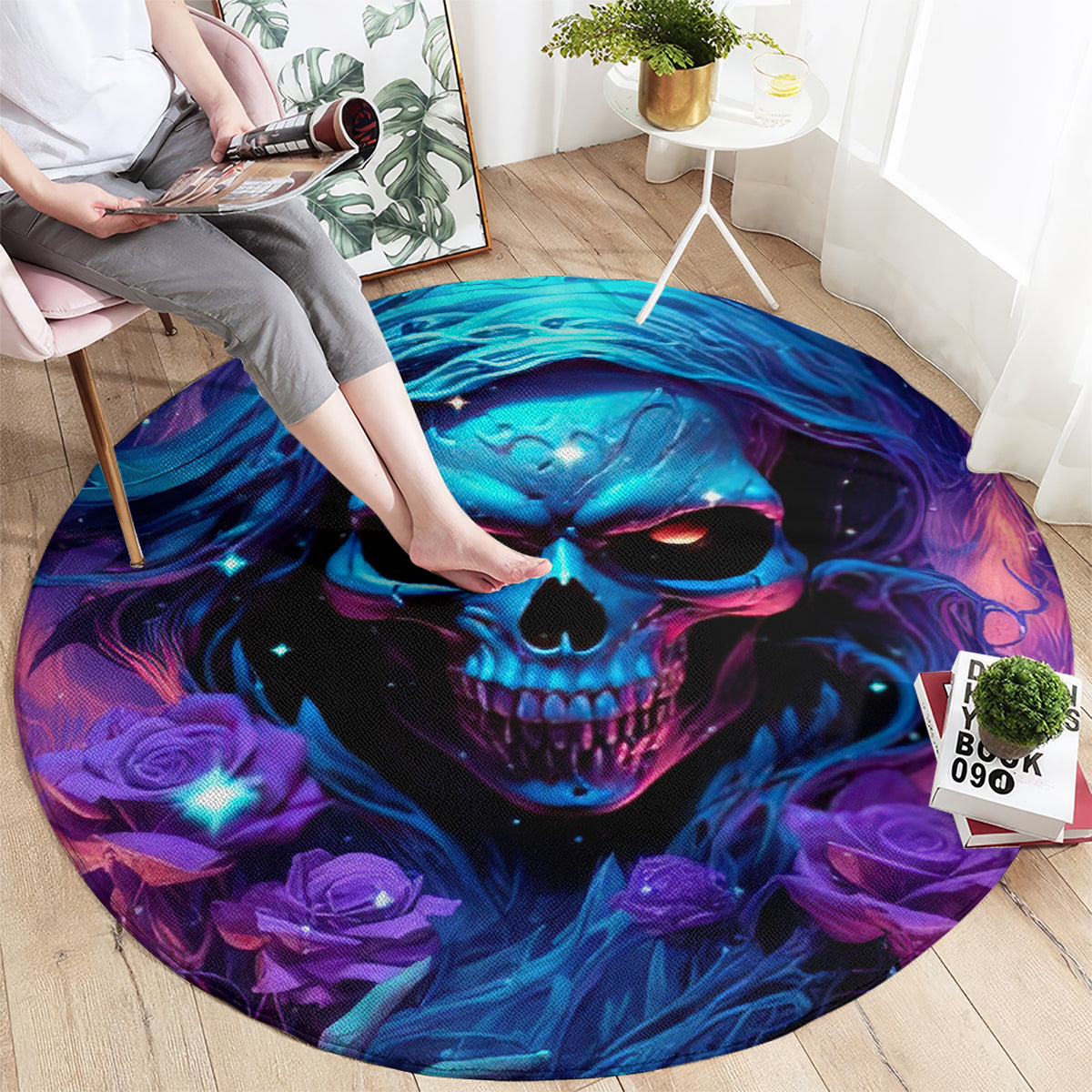 Flame Skull Round Carpet Its Not How Crazy I Am But How Much I enjoy It That Makes Me Dangeous