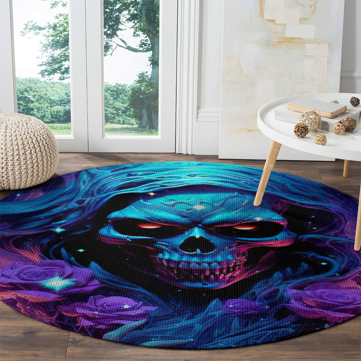 Flame Skull Round Carpet Its Not How Crazy I Am But How Much I enjoy It That Makes Me Dangeous