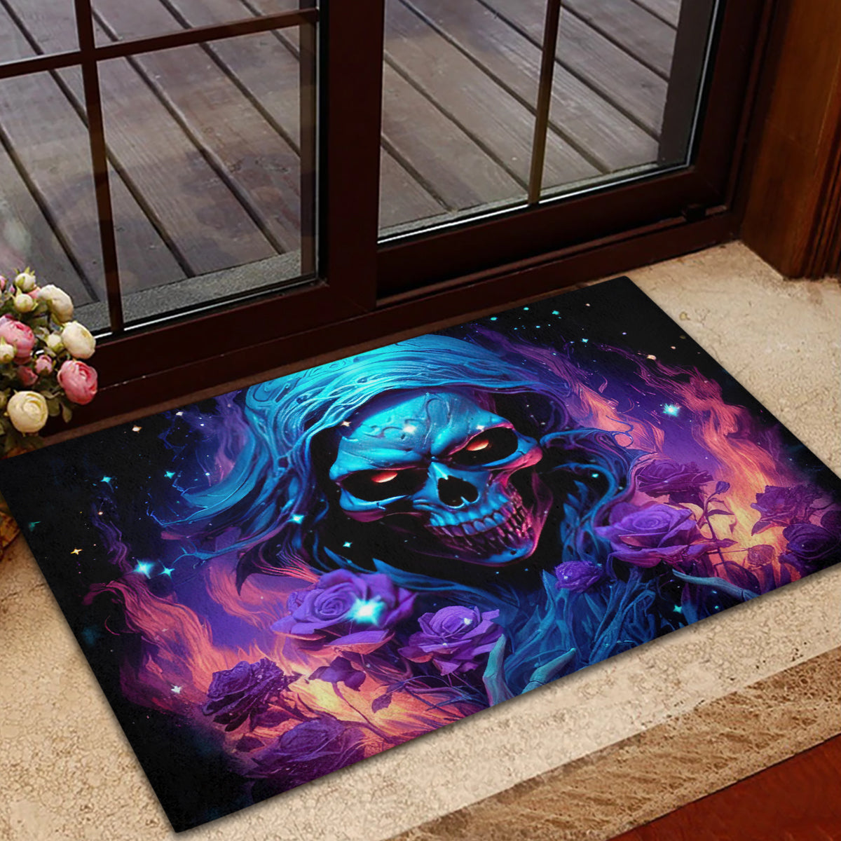 Flame Skull Rubber Doormat Its Not How Crazy I Am But How Much I enjoy It That Makes Me Dangeous - Wonder Print Shop
