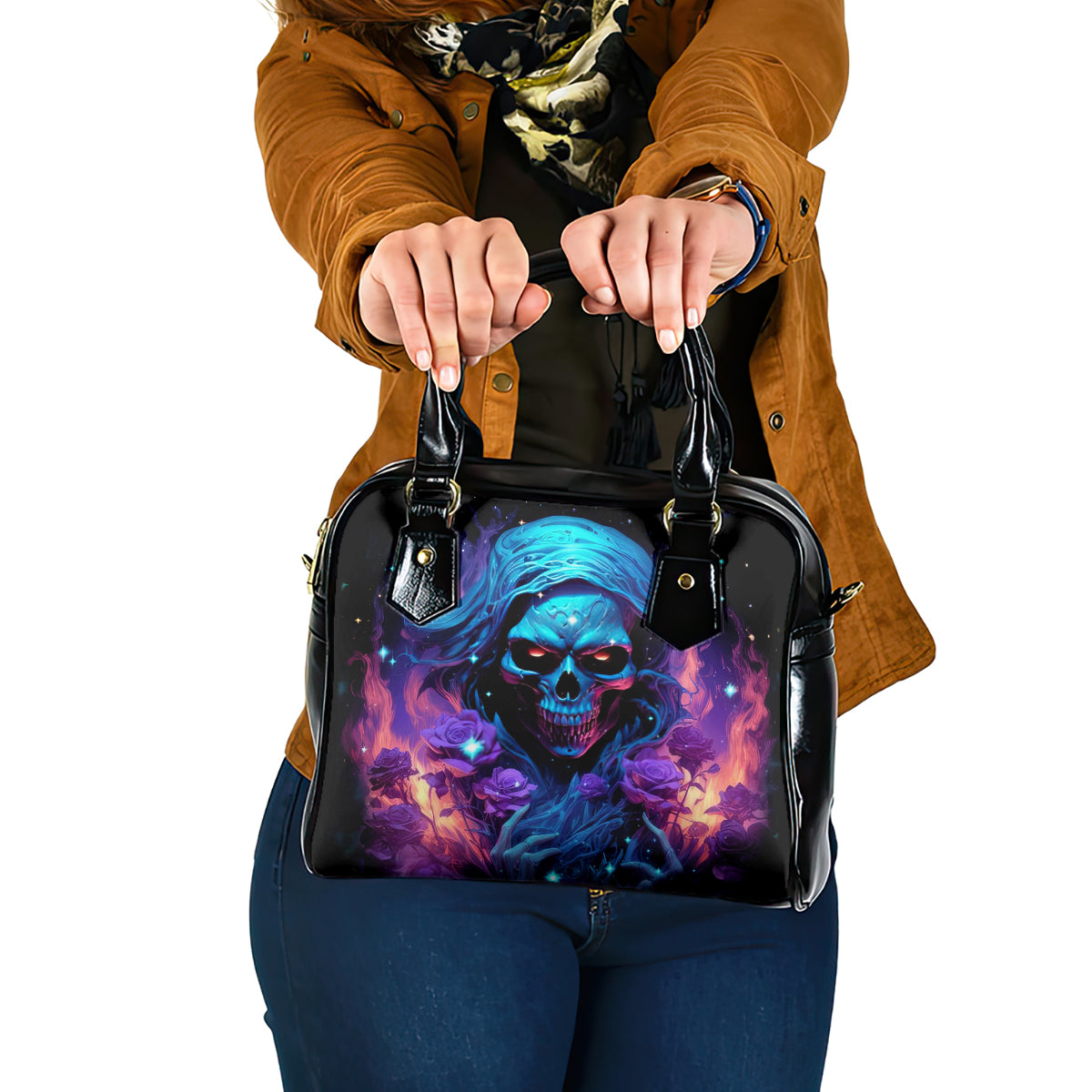 Flame Skull Shoulder Handbag Its Not How Crazy I Am But How Much I enjoy It That Makes Me Dangeous