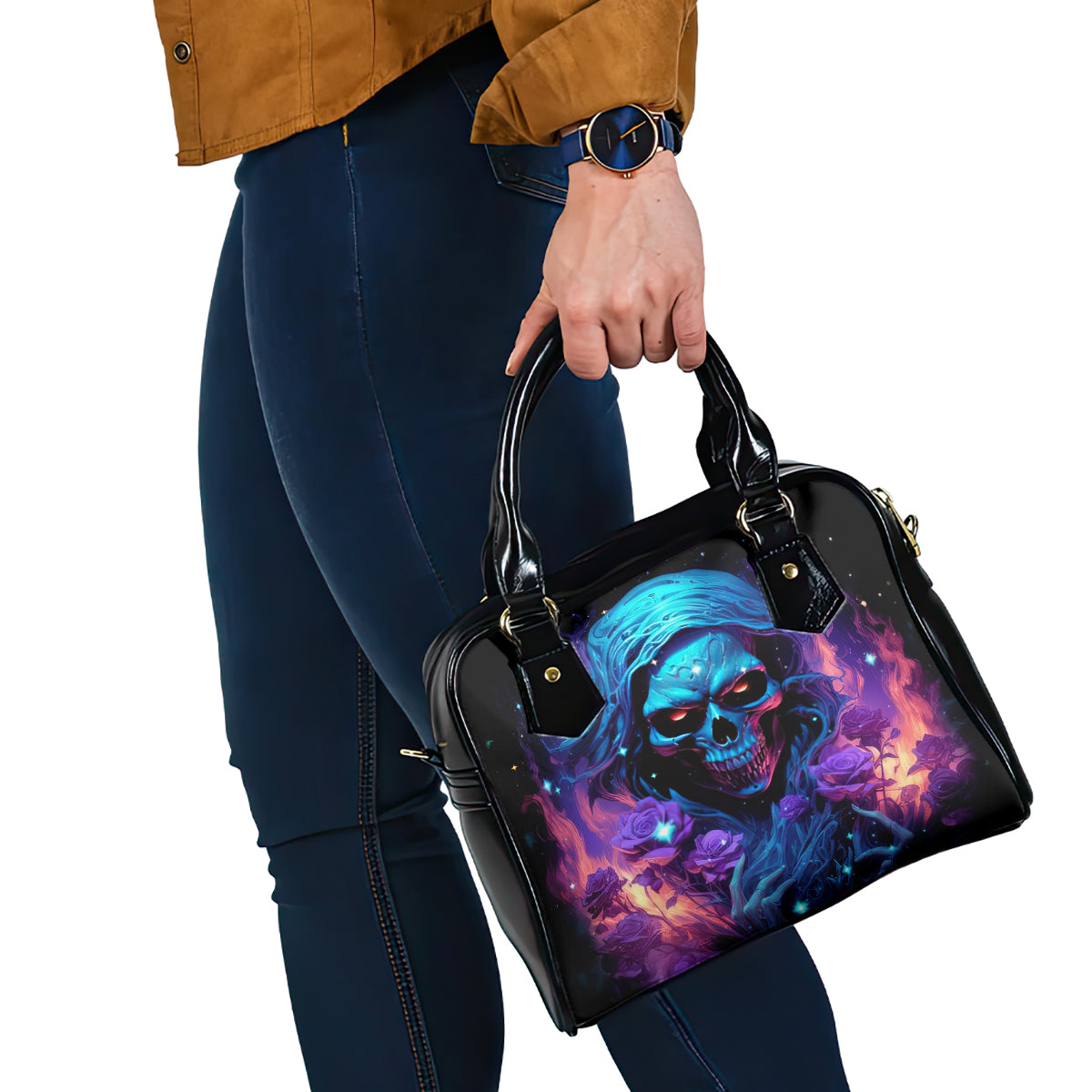 Flame Skull Shoulder Handbag Its Not How Crazy I Am But How Much I enjoy It That Makes Me Dangeous