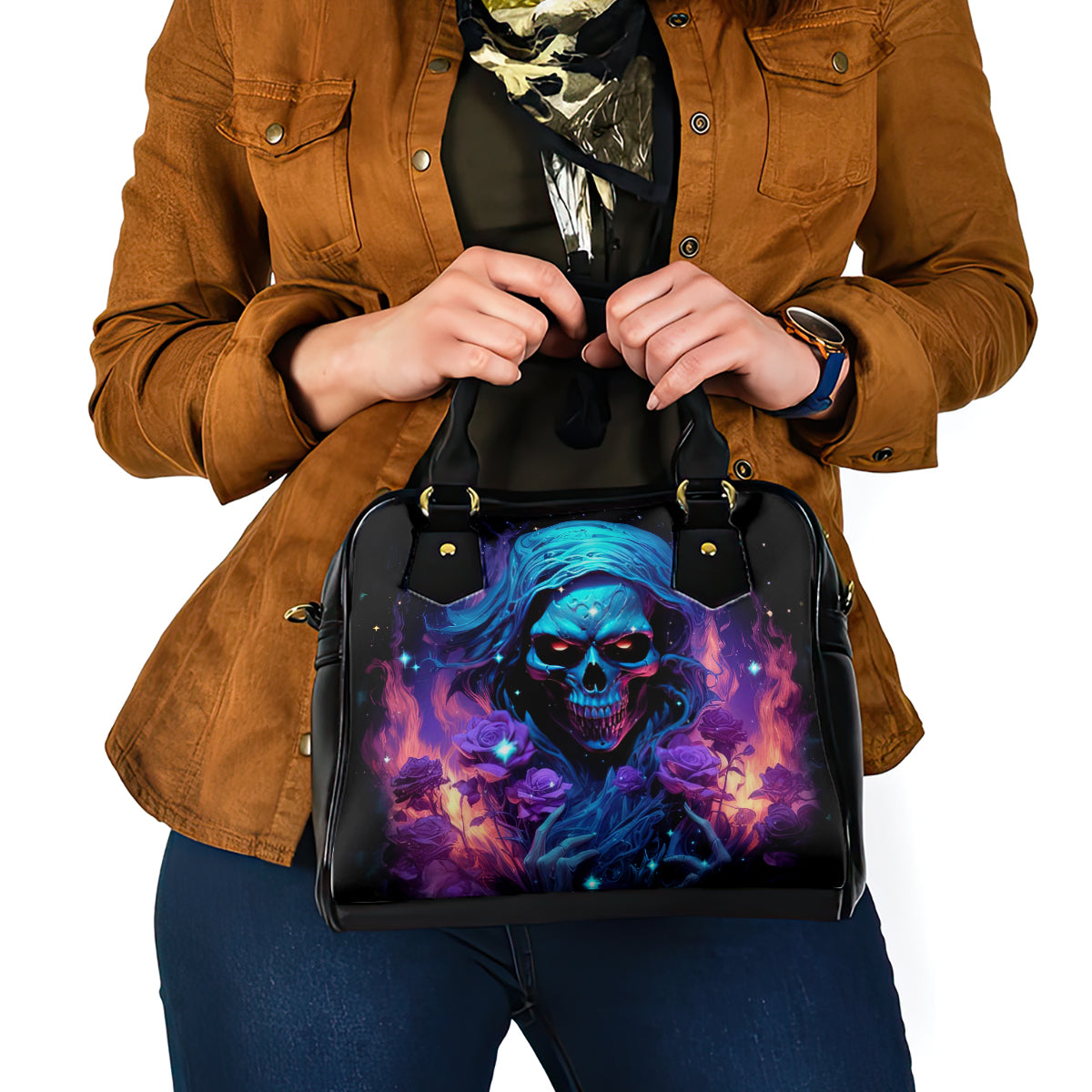 Flame Skull Shoulder Handbag Its Not How Crazy I Am But How Much I enjoy It That Makes Me Dangeous