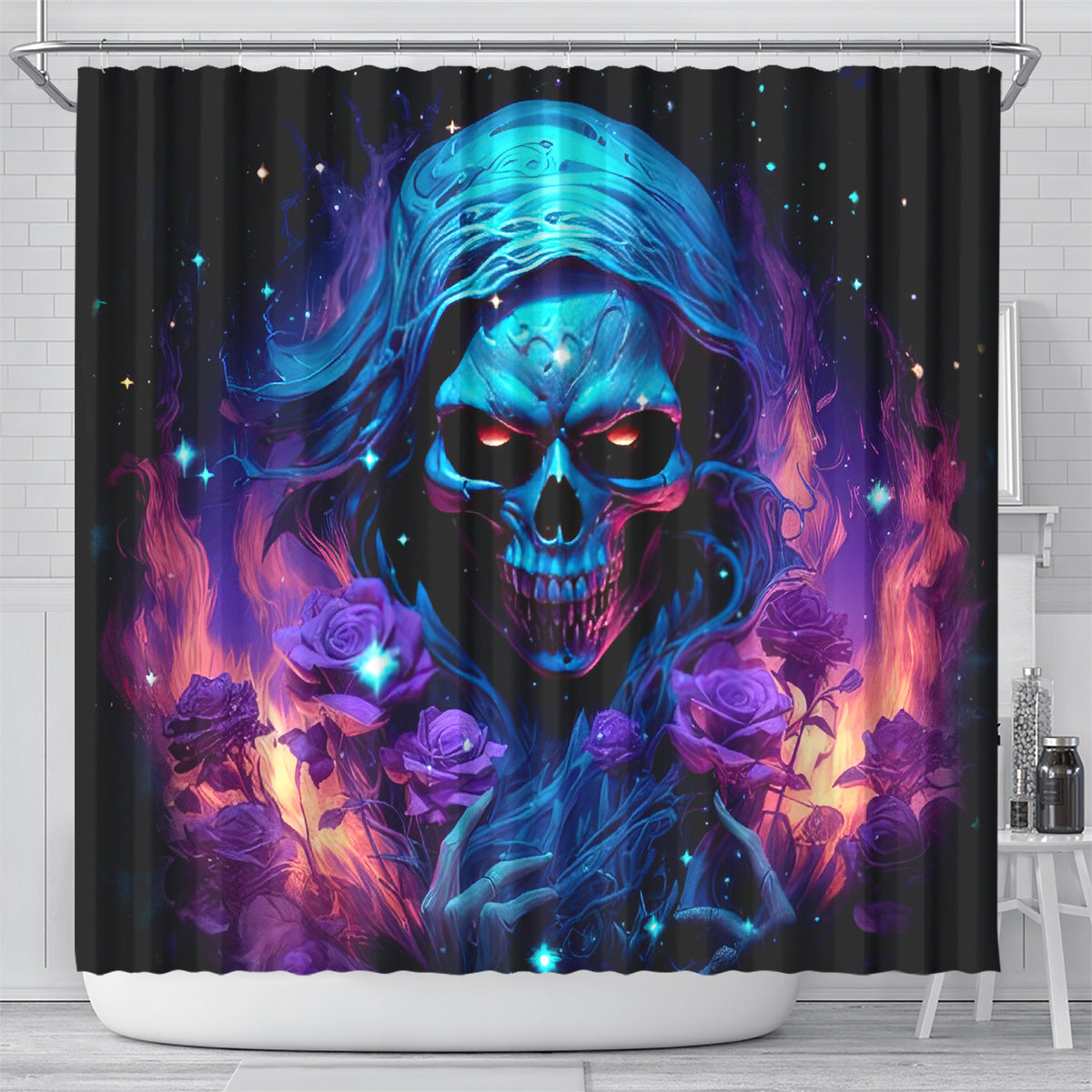 Flame Skull Shower Curtain Its Not How Crazy I Am But How Much I enjoy It That Makes Me Dangeous