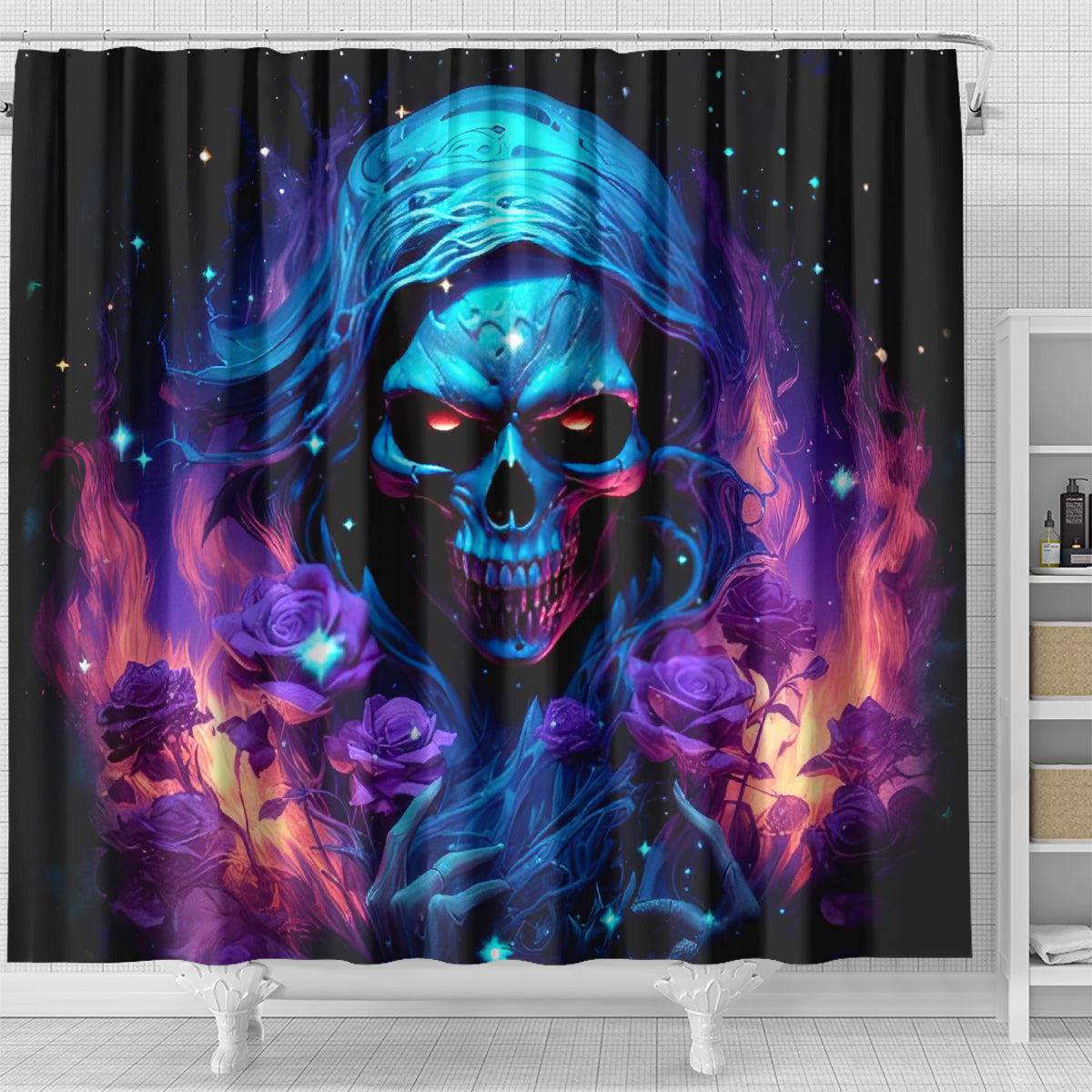 Flame Skull Shower Curtain Its Not How Crazy I Am But How Much I enjoy It That Makes Me Dangeous