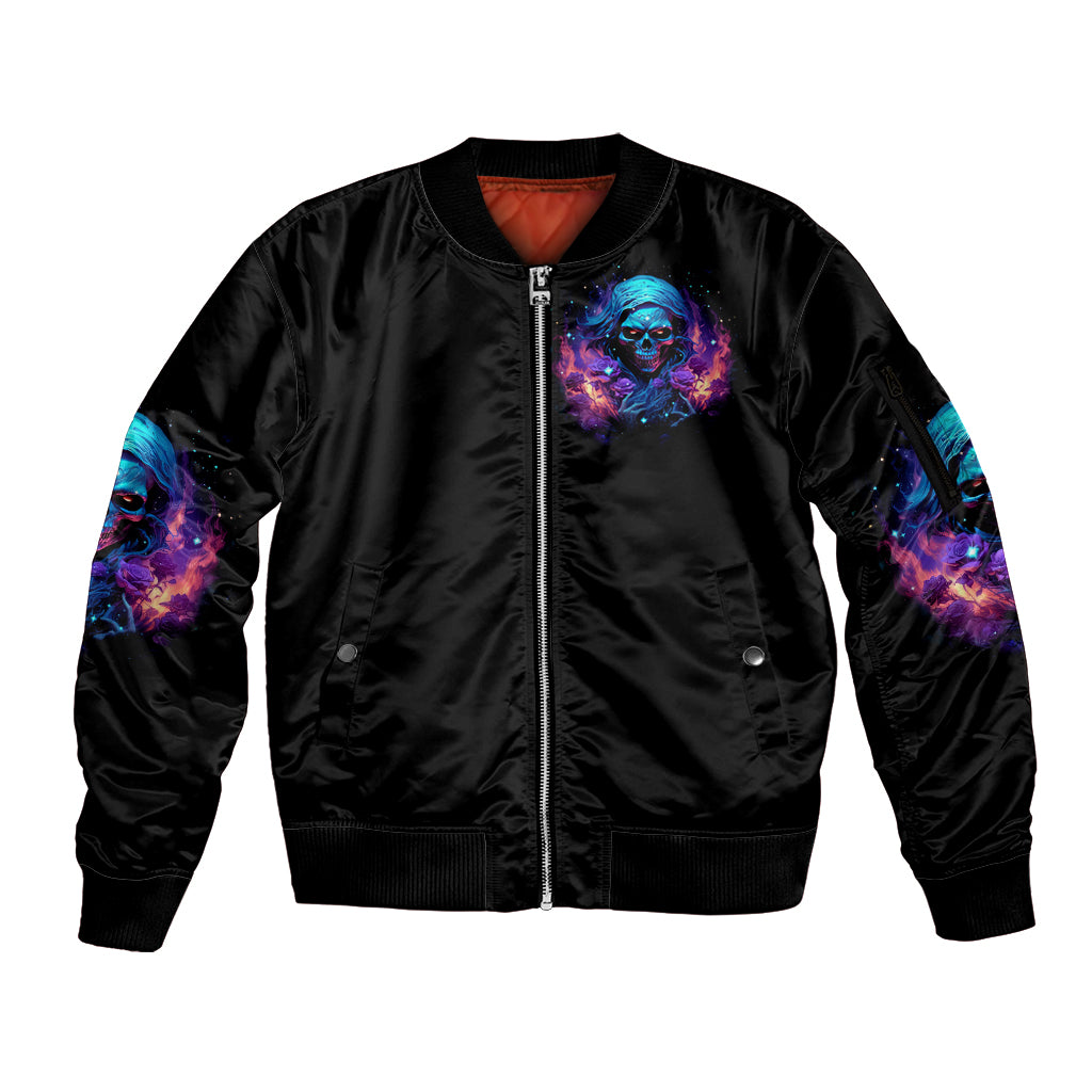 Flame Skull Sleeve Zip Bomber Jacket Its Not How Crazy I Am But How Much I enjoy It That Makes Me Dangeous - Wonder Print Shop