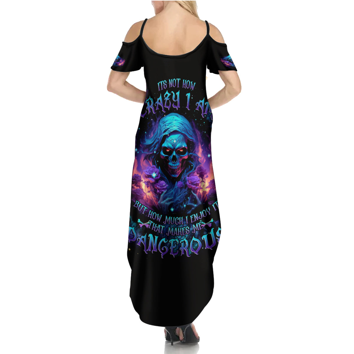 Flame Skull Summer Maxi Dress Its Not How Crazy I Am But How Much I enjoy It That Makes Me Dangeous - Wonder Print Shop