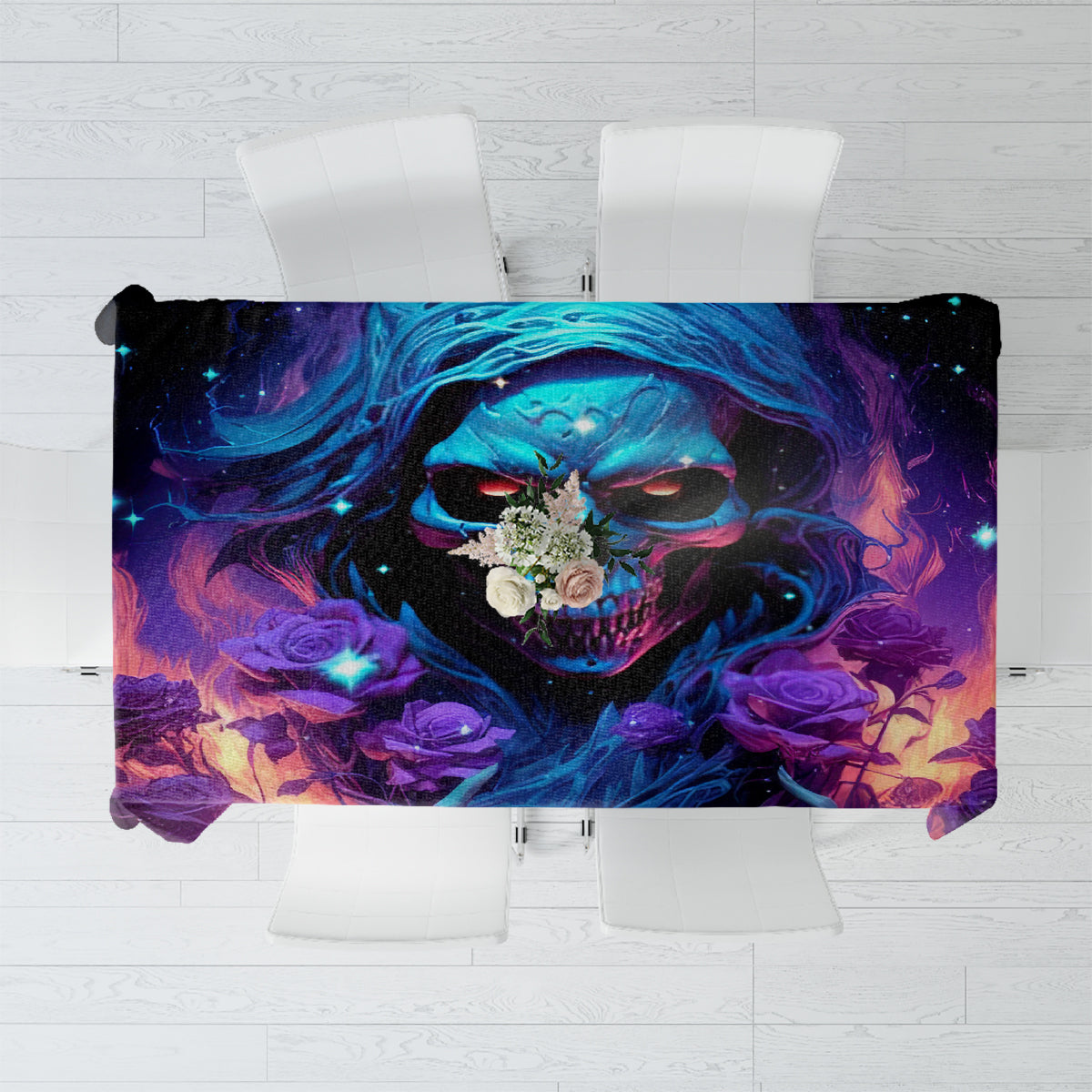 Flame Skull Tablecloth Its Not How Crazy I Am But How Much I enjoy It That Makes Me Dangeous - Wonder Print Shop