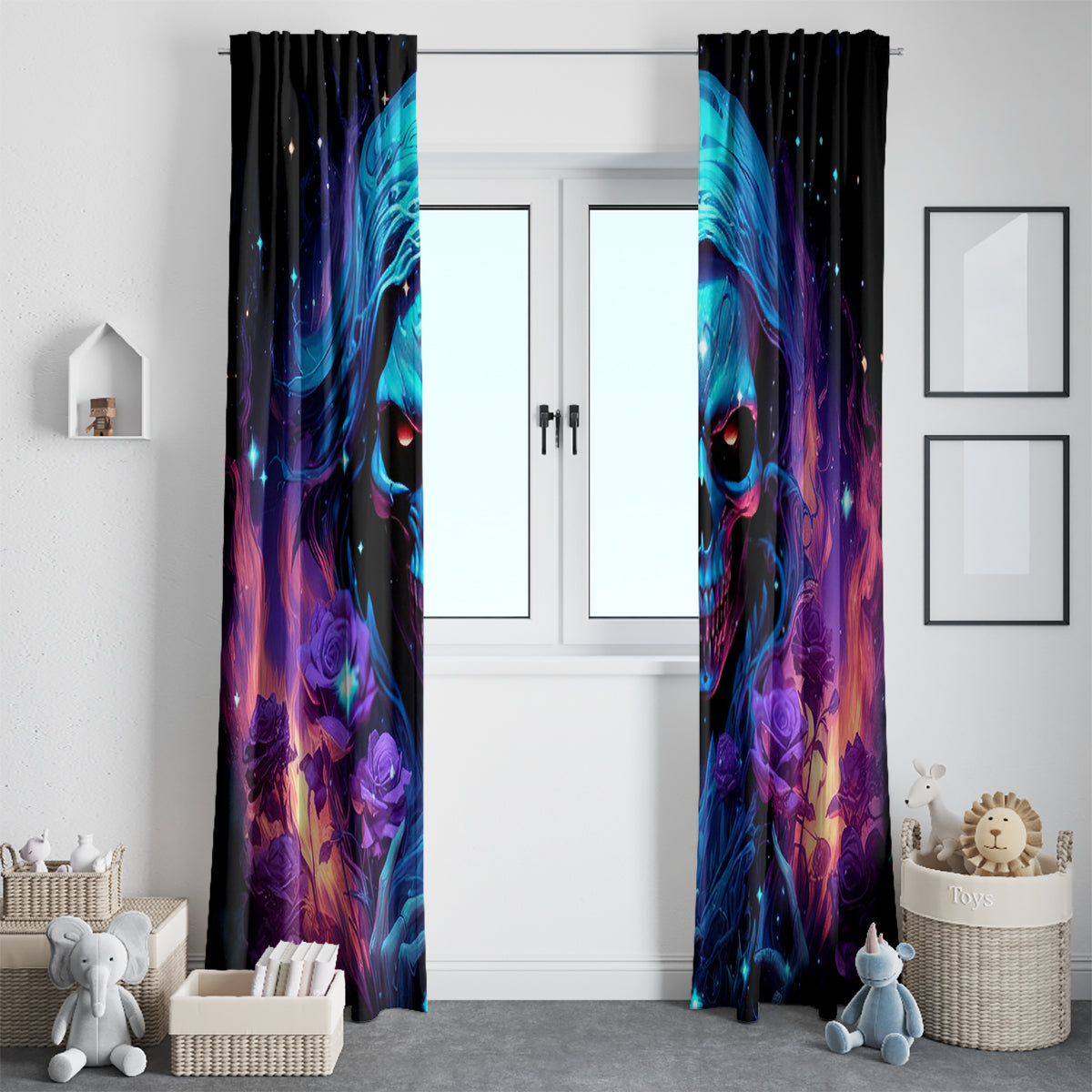 Flame Skull Window Curtain Its Not How Crazy I Am But How Much I enjoy It That Makes Me Dangeous - Wonder Print Shop