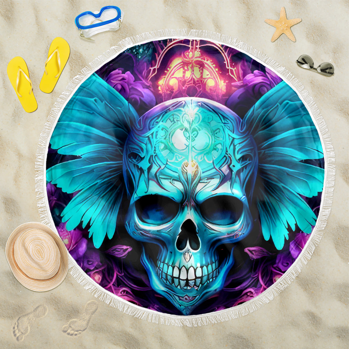 Fairy Skull Beach Blanket In My Next Life I Want To Be The Karme Fairy - Wonder Print Shop