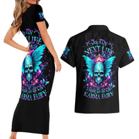 Fairy Skull Couples Matching Short Sleeve Bodycon Dress and Hawaiian Shirt In My Next Life I Want To Be The Karme Fairy - Wonder Print Shop