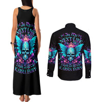 Fairy Skull Couples Matching Tank Maxi Dress and Long Sleeve Button Shirt In My Next Life I Want To Be The Karme Fairy - Wonder Print Shop