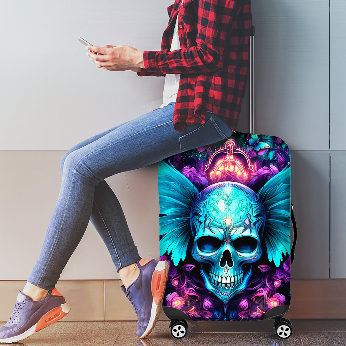 Fairy Skull Luggage Cover In My Next Life I Want To Be The Karme Fairy - Wonder Print Shop
