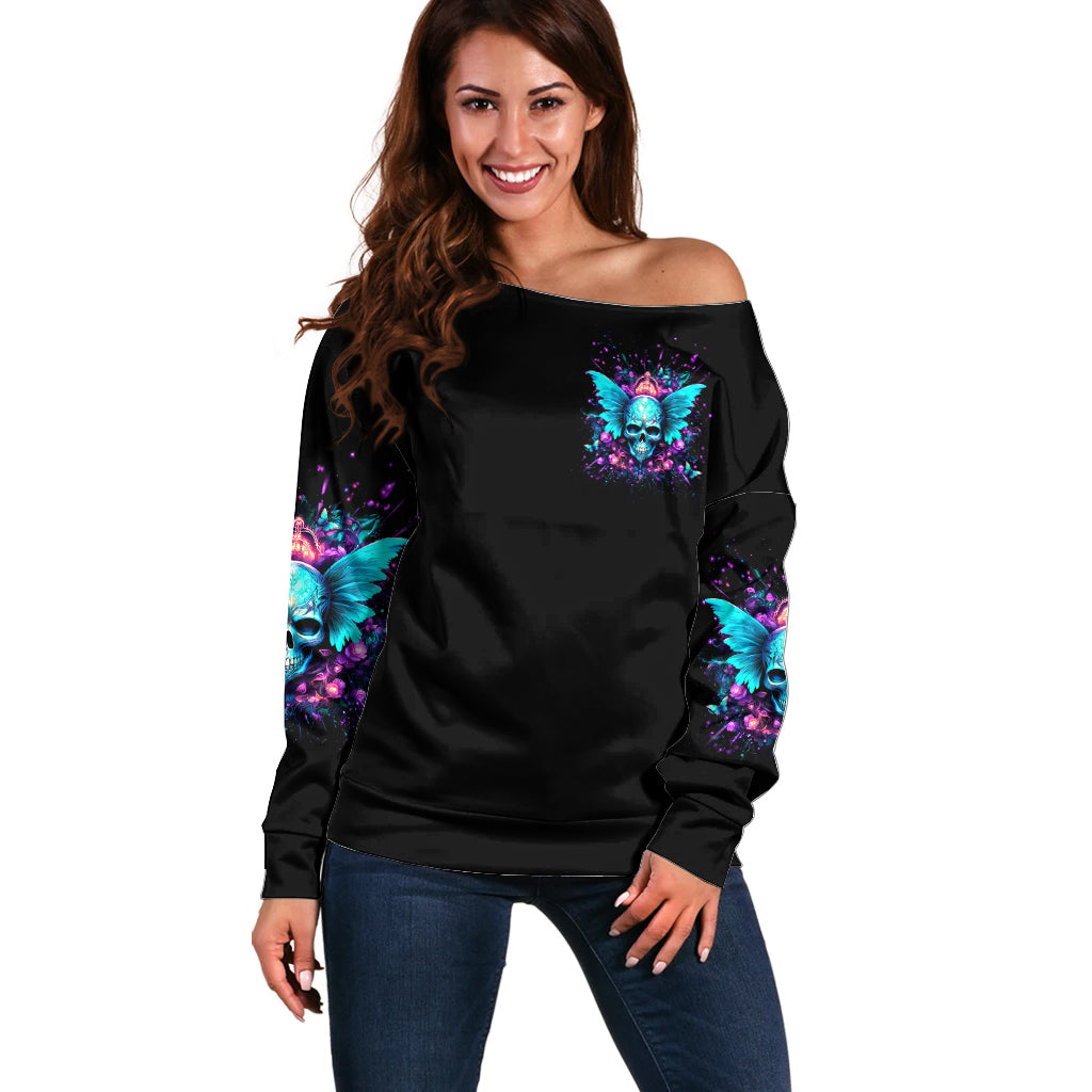 Fairy Skull Off Shoulder Sweater In My Next Life I Want To Be The Karme Fairy - Wonder Print Shop
