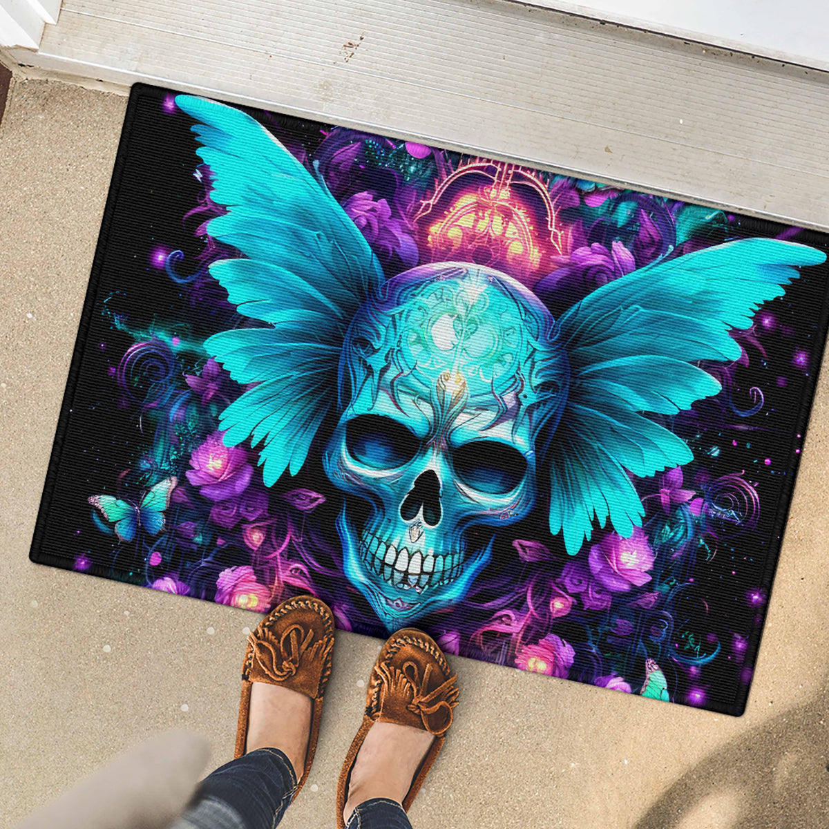 Fairy Skull Rubber Doormat In My Next Life I Want To Be The Karme Fairy - Wonder Print Shop