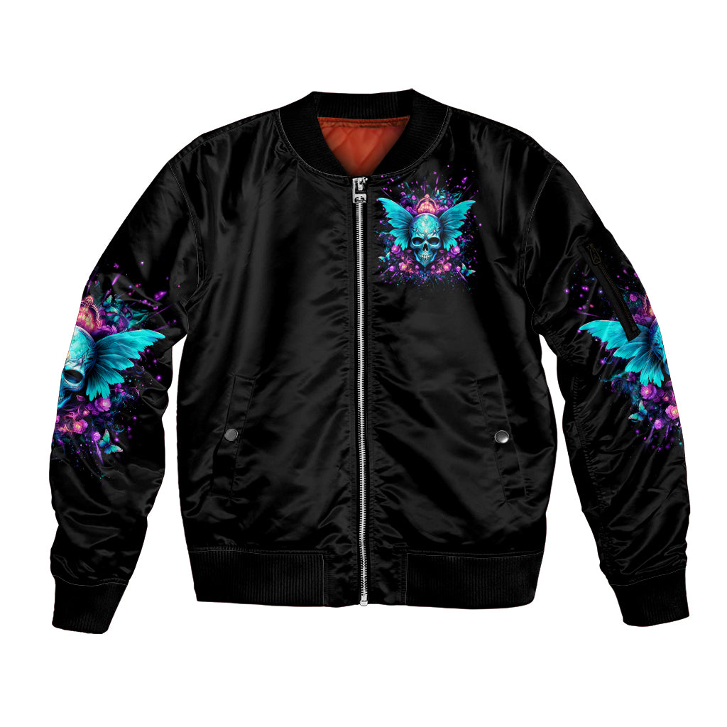 Fairy Skull Sleeve Zip Bomber Jacket In My Next Life I Want To Be The Karme Fairy - Wonder Print Shop