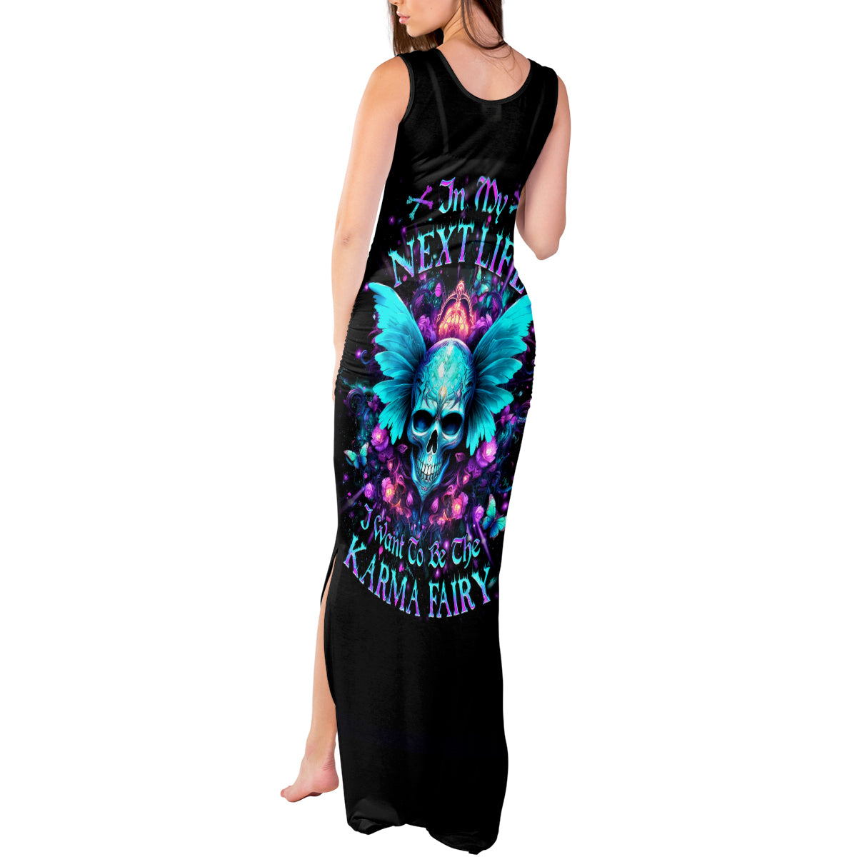 Fairy Skull Tank Maxi Dress In My Next Life I Want To Be The Karme Fairy - Wonder Print Shop