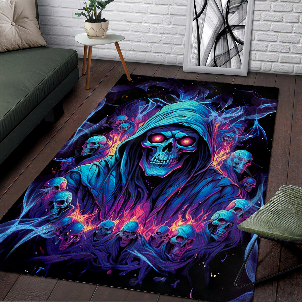 Reaper Skull Area Rug When I Was Born The Devil Said Oh Shit Competition - Wonder Print Shop