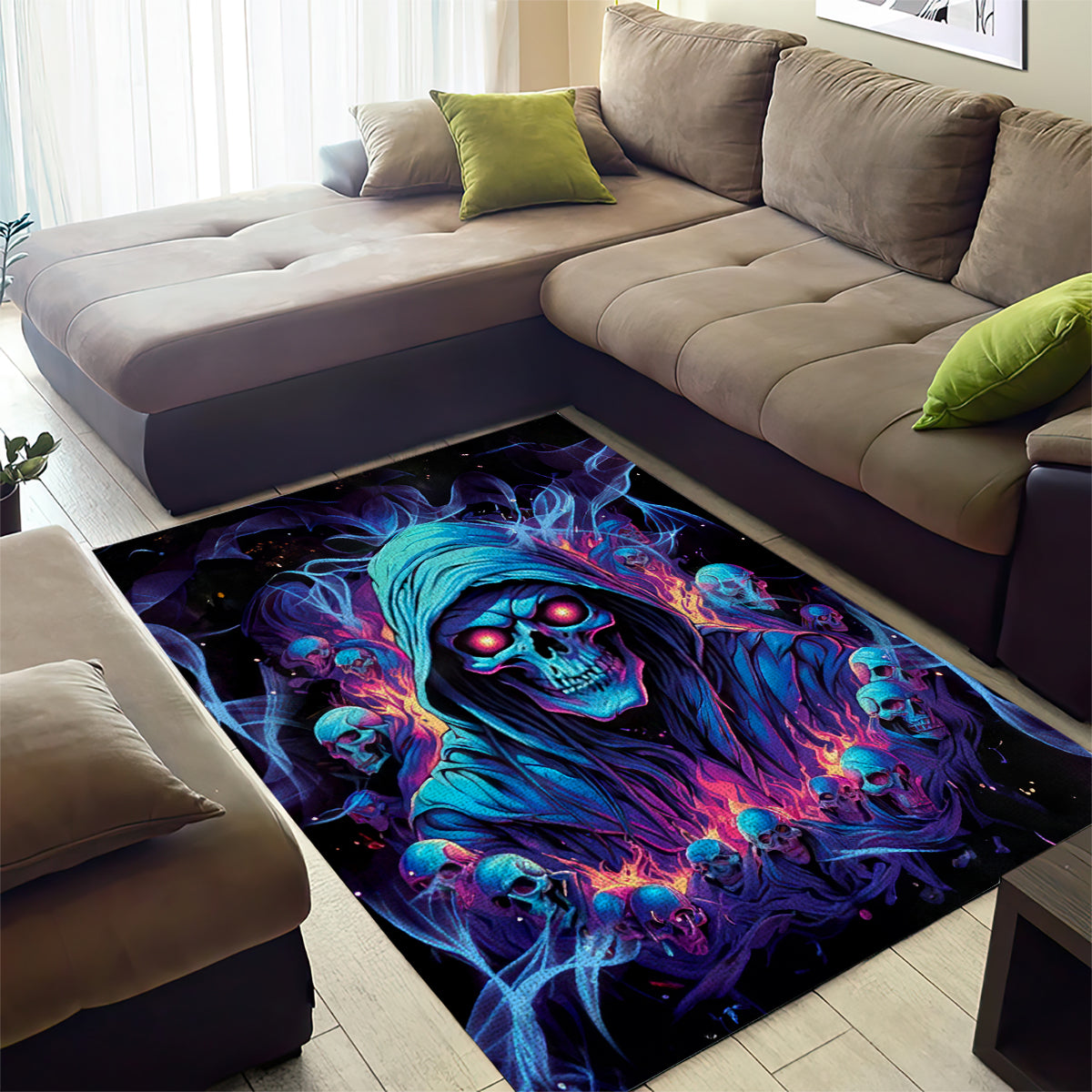 Reaper Skull Area Rug When I Was Born The Devil Said Oh Shit Competition - Wonder Print Shop