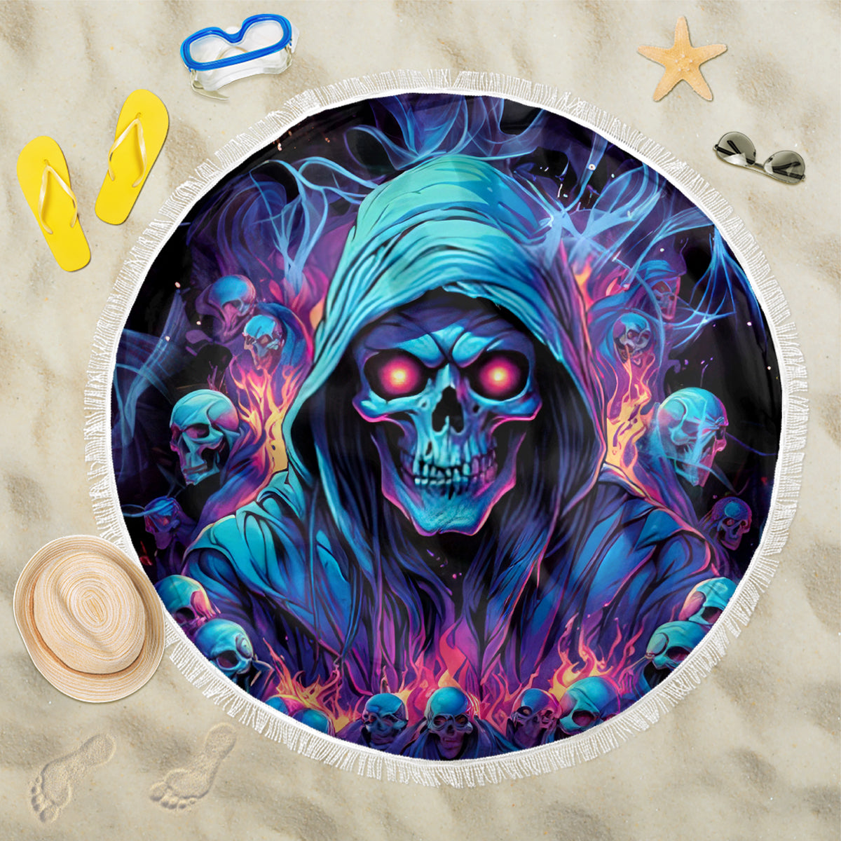 Reaper Skull Beach Blanket When I Was Born The Devil Said Oh Shit Competition - Wonder Print Shop