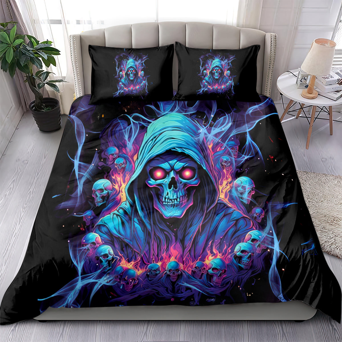 Reaper Skull Bedding Set When I Was Born The Devil Said Oh Shit Competition - Wonder Print Shop