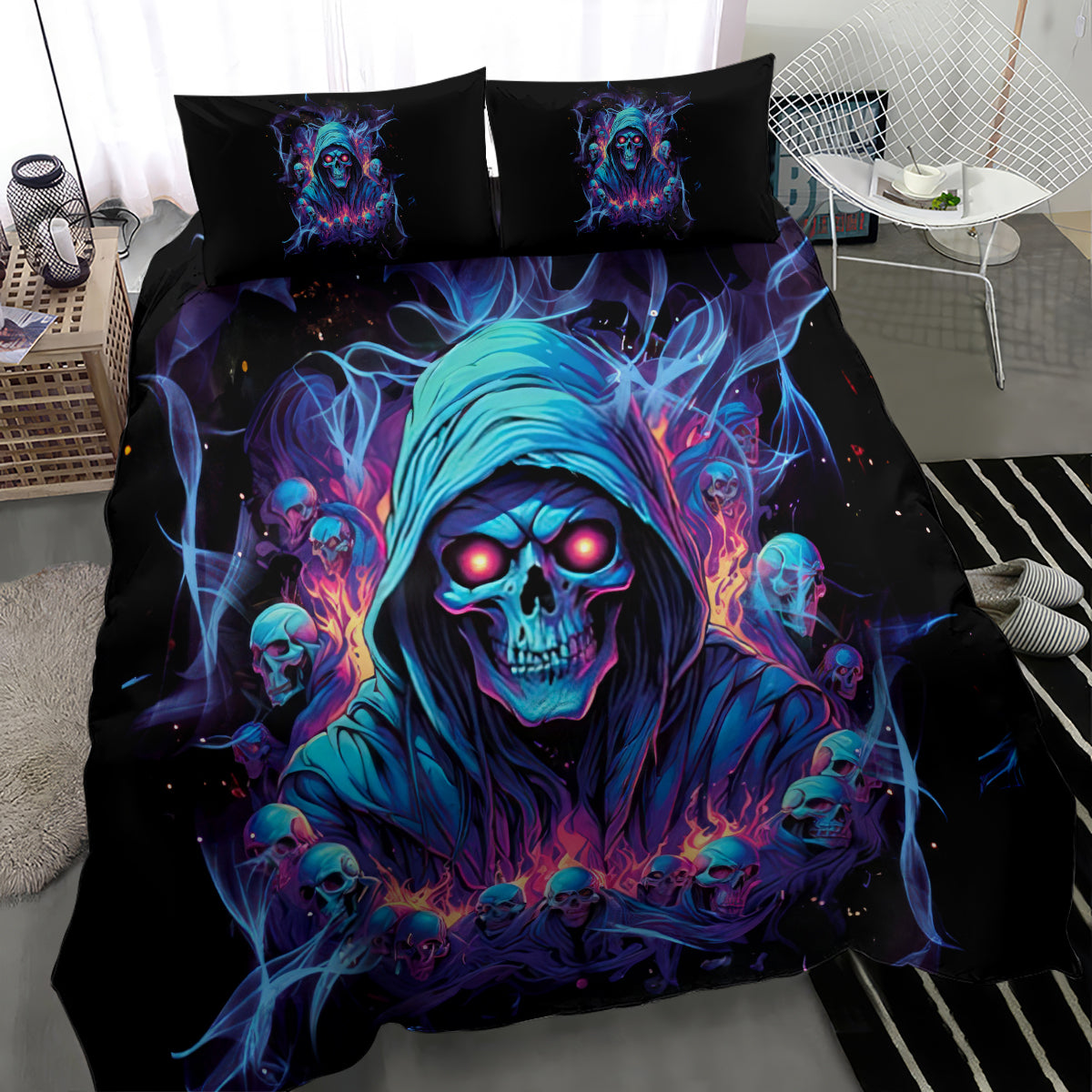 Reaper Skull Bedding Set When I Was Born The Devil Said Oh Shit Competition - Wonder Print Shop
