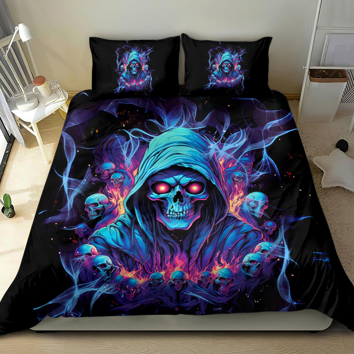 Reaper Skull Bedding Set When I Was Born The Devil Said Oh Shit Competition - Wonder Print Shop