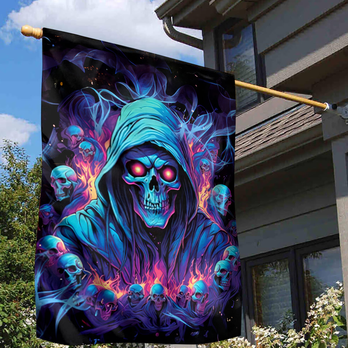 Reaper Skull Garden Flag When I Was Born The Devil Said Oh Shit Competition - Wonder Print Shop