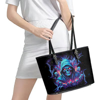 Reaper Skull Leather Tote Bag When I Was Born The Devil Said Oh Shit Competition - Wonder Print Shop