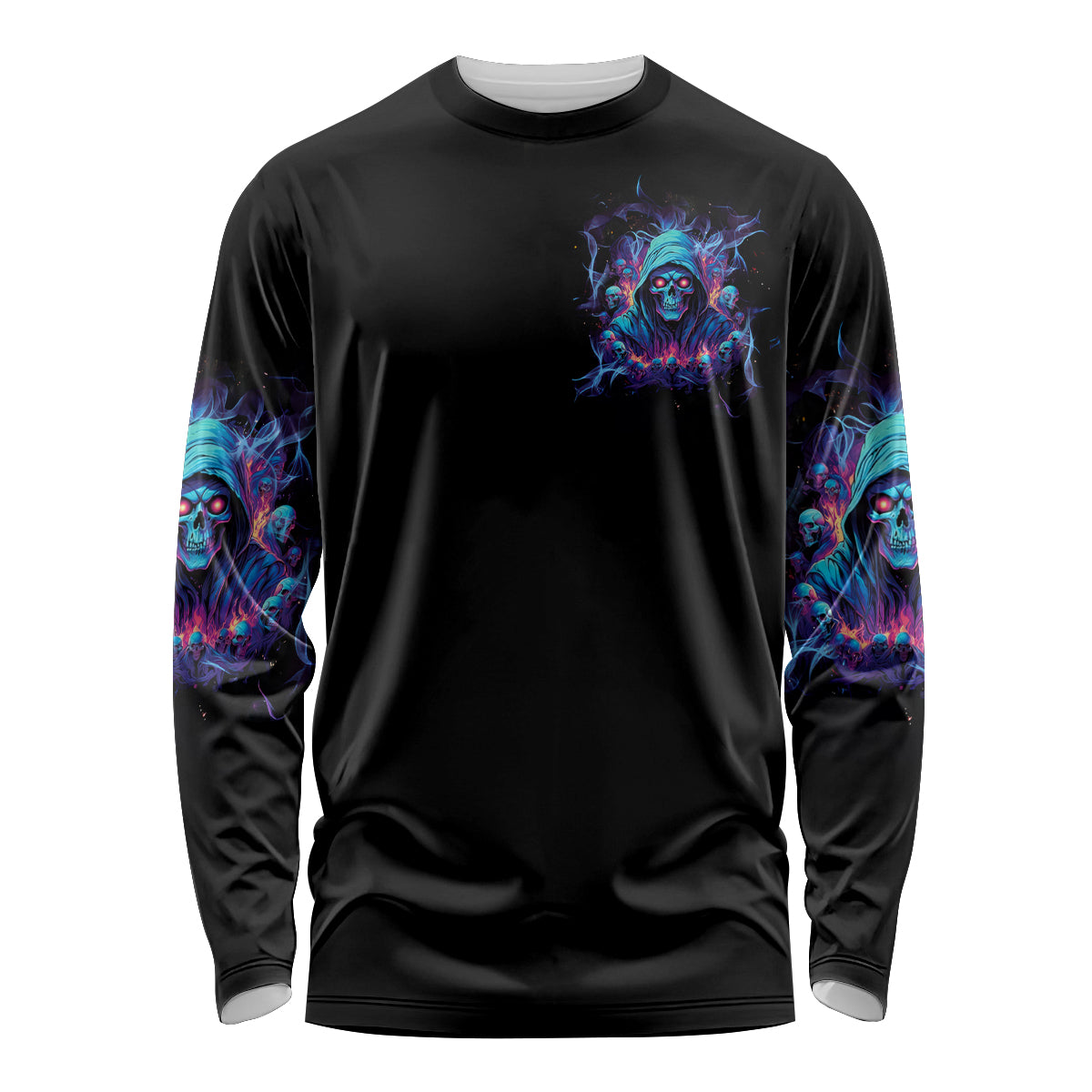 Reaper Skull Long Sleeve Shirt When I Was Born The Devil Said Oh Shit Competition - Wonder Print Shop