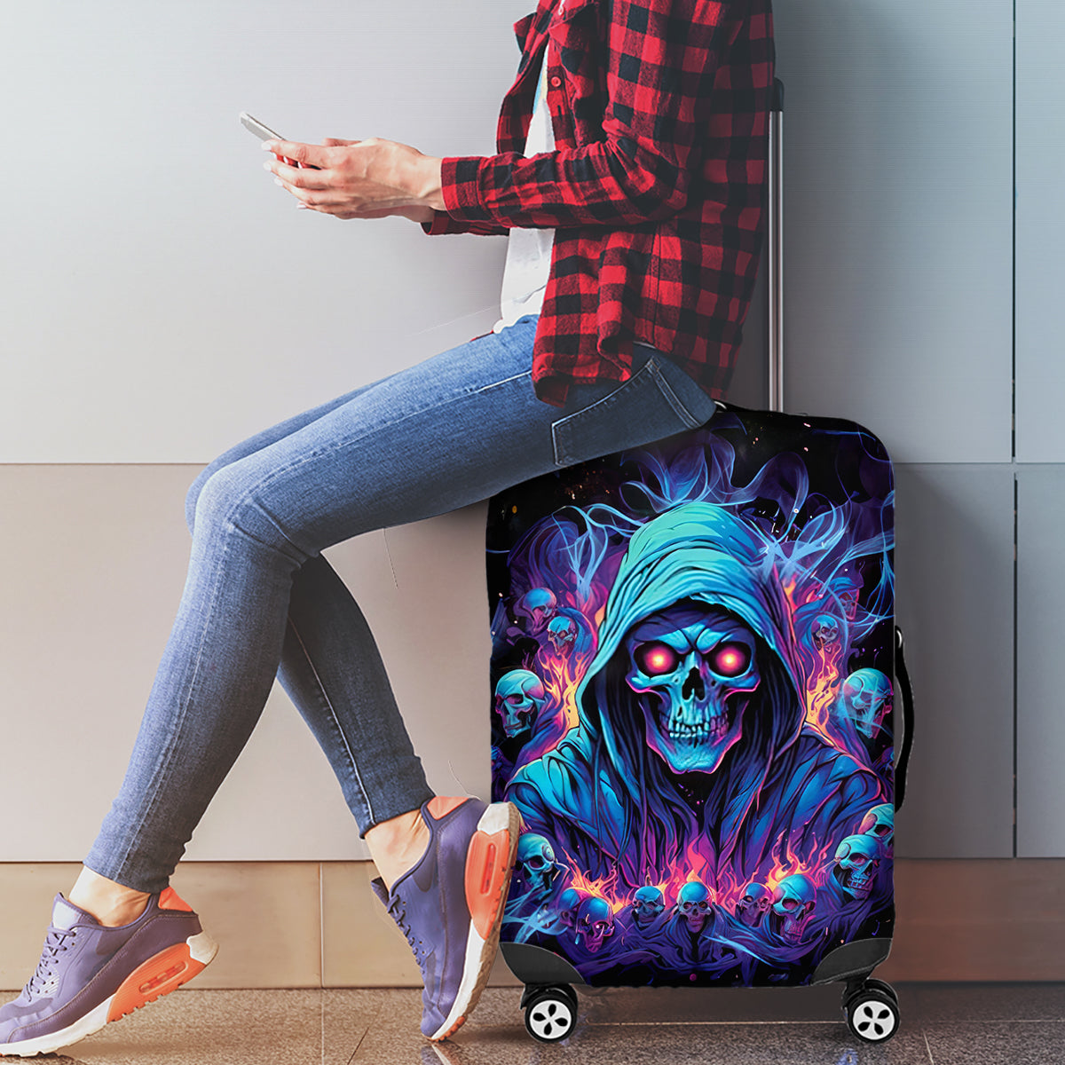 Reaper Skull Luggage Cover When I Was Born The Devil Said Oh Shit Competition - Wonder Print Shop