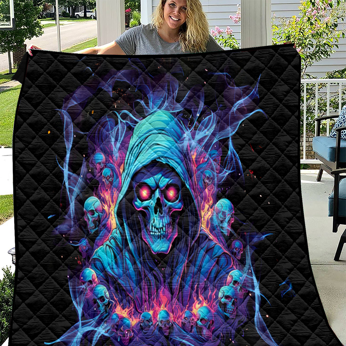 Reaper Skull Quilt When I Was Born The Devil Said Oh Shit Competition - Wonder Print Shop