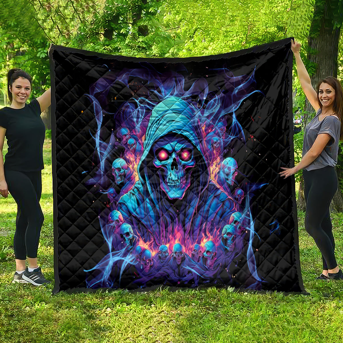 Reaper Skull Quilt When I Was Born The Devil Said Oh Shit Competition - Wonder Print Shop