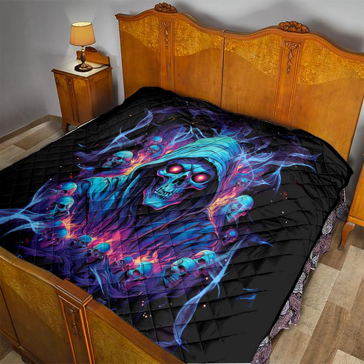 Reaper Skull Quilt When I Was Born The Devil Said Oh Shit Competition - Wonder Print Shop