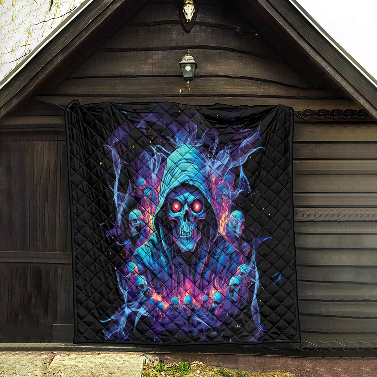 Reaper Skull Quilt When I Was Born The Devil Said Oh Shit Competition - Wonder Print Shop