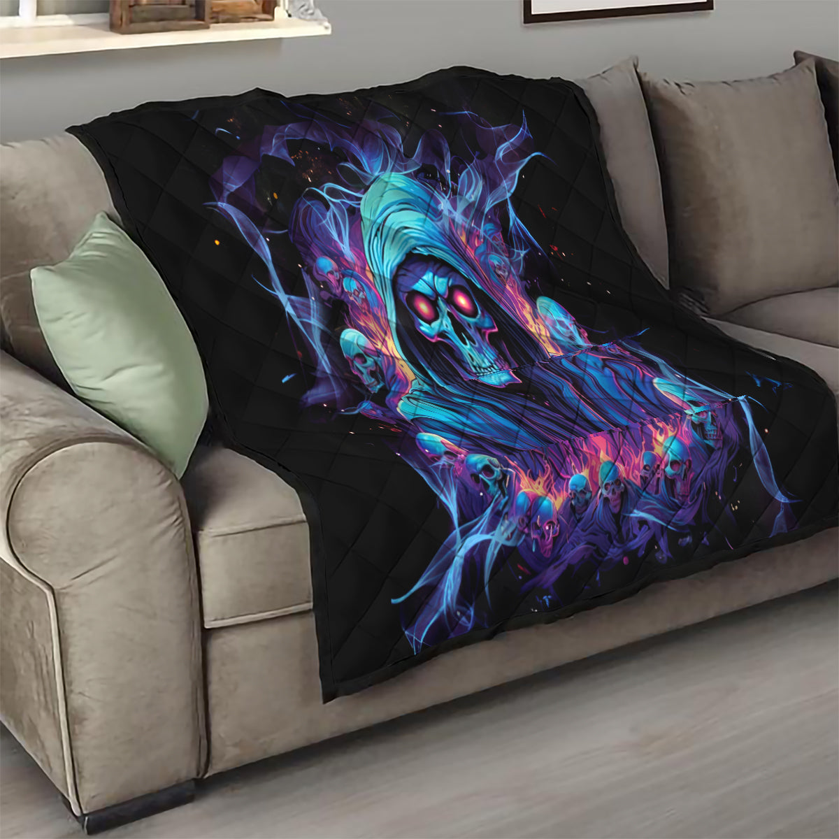 Reaper Skull Quilt When I Was Born The Devil Said Oh Shit Competition - Wonder Print Shop